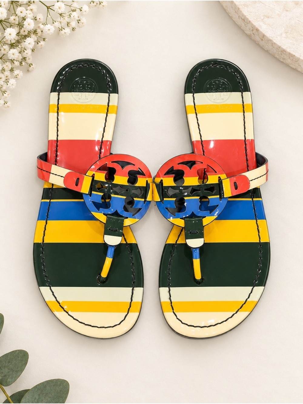 Tory Burch Multicolor Striped Miller Sandals